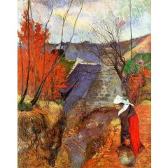 Breton Woman with Pitcher Painting Reproduction