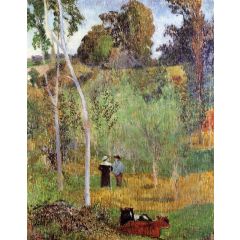Shepherd and Shepherdess in a Meadow Painting Reproduction