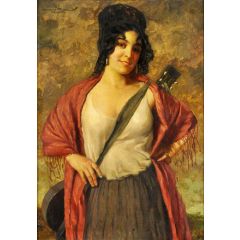 A pretty musician Painting Reproduction