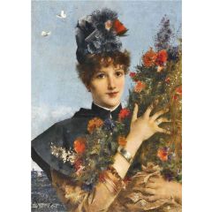 Woman with Flowers Painting Reproduction
