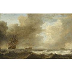 A Dutch Ship Lying-to in a Strong Breeze Painting Reproduction