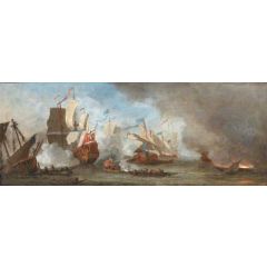 A Sea Battle Painting Reproduction
