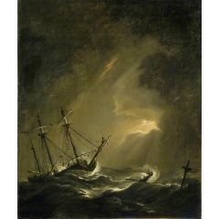 A Small Dutch Ship Riding out a Storm Painting Reproduction