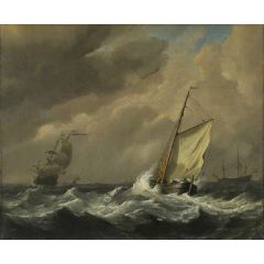 A Small Dutch Vessel Close-hauled in a Strong Breeze Painting Reproduction
