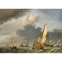 A States Yacht in a Fresh Breeze Running Towards a Group of Dutch Ships Painting Reproduction