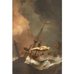 A Storm: Two English Ships being Driven on to Rocks Painting Reproduction