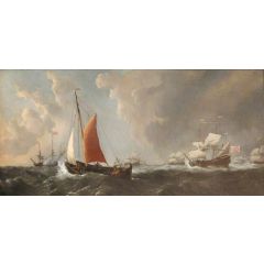 A Storm: An English Galliot Beating to Windward in a Gale Painting Reproduction
