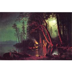Lake Tahoe, Spearing Fish by Torchlight Painting Reproduction