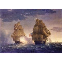 Escape of HMS Belvidera from the U.S. Frigate President Painting Reproduction