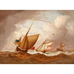 Ships under English Flags at Sea; a Squall Approaching Painting Reproduction