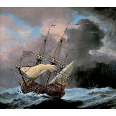 An English Ship ’Hampton Court’ in a Gale Painting Reproduction