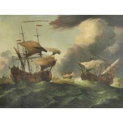 Two English Third-Rates at Sea in a Gale Painting Reproduction