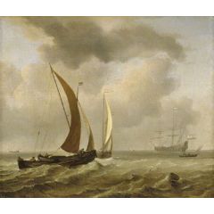 Two Kaags at Sea before a Fresh Breeze Painting Reproduction