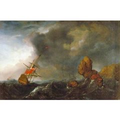 Two Ships in Distress Painting Reproduction