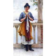 Young Girl before the Lagoon, Venice Painting Reproduction