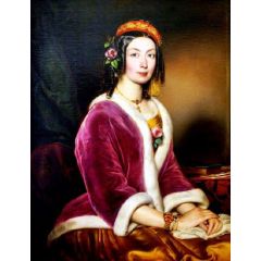 Portrait of a Woman in Velvet Painting Reproduction