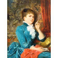 Lady with a Cigarette Painting Reproduction