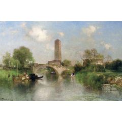 Bridge and Tower at Torcello Painting Reproduction