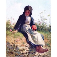 A Breton Girl Painting Reproduction
