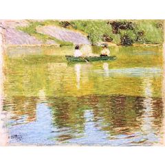 Boating in Central Park Painting Reproduction