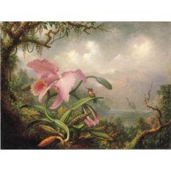 Orchid and Hummingbird Painting Reproduction