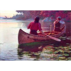 Hunting by Canoe Painting Reproduction