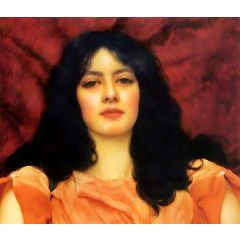 Girl In A Peach Dress Painting Reproduction