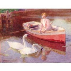 Swans, Central Park Painting Reproduction