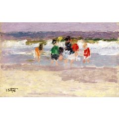 Beach Scene with Lavender Sky Painting Reproduction
