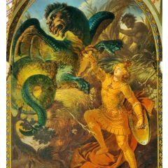 Siegfried kills the dragon, also known as Siegfried t?tet den Drachen Painting Reproduction