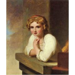 Peasant Girl, after Rembrandt’s Young Girl Leaning on a Wiindowsill Painting Reproduction