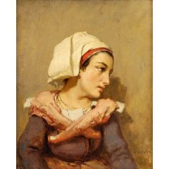 Pensive Girl Painting Reproduction