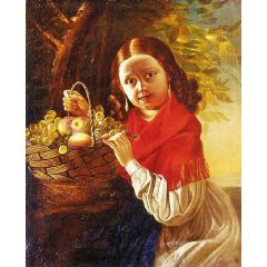 Girl with Fruit Painting Reproduction
