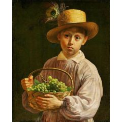Portrait of a Boy in a Straw Hat Painting Reproduction