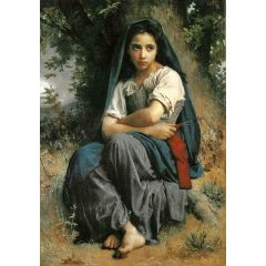 The Little Knitter Painting Reproduction