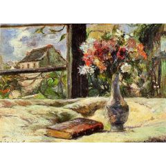 Vase of Flowers and Window Painting Reproduction