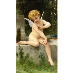 Cupid with Butterfly Painting Reproduction