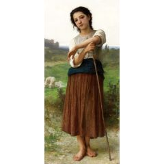Young Shepherdess Standing Painting Reproduction