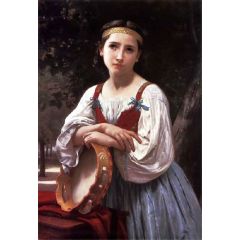 Basque Gypsy Girl with a Tambourine, large version Painting Reproduction