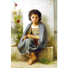 The Little Knitter Painting Reproduction