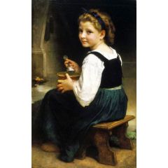 Girl Eating Porridge Painting Reproduction