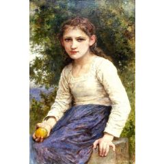 Girl with an Apple Painting Reproduction