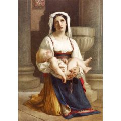 Italian Peasant Kneeling with Child Painting Reproduction
