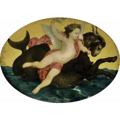 Emile Pereire’s Hotel, Putti on a Sea Monster Painting Reproduction