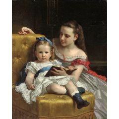 Portrait of Eva and Frances Johnston Painting Reproduction