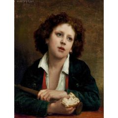 Italian Child Holding a Crust of Bread Painting Reproduction