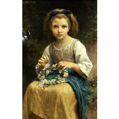 Child Braiding A Crown Painting Reproduction