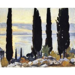 Cypress Trees at San Vigilio Painting Reproduction