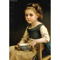 Little Girl with a Blue Bowl Painting Reproduction