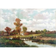 Untitled(also known as Pastoral Scene with Footbridge) Painting Reproduction